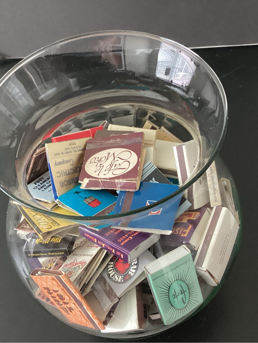 Vtg. Large Decor object/jar filled with a variety of VINTAGE Matches.